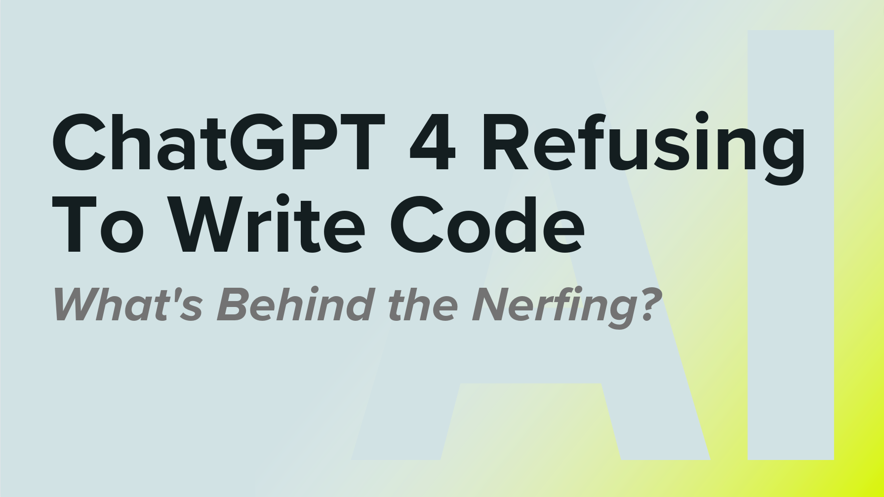 ChatGPT 4 Refusing to Write Code